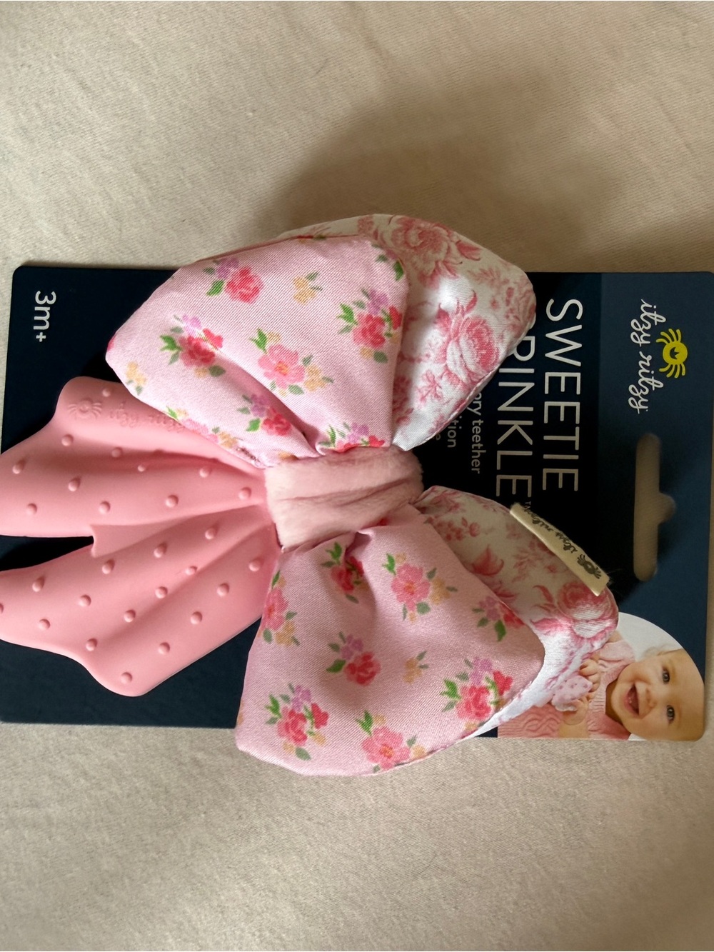Itsy Ritsy Pink Floral Bow Baby Teether
